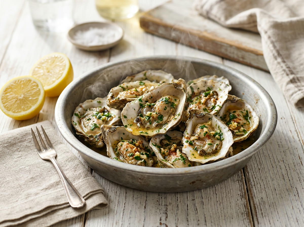 Steamed oysters tossed in cajun garlic butter